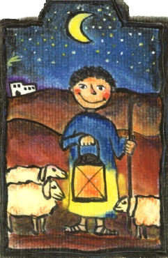 Weihnachtsbogen Geschenksanhänger Hirte / Kath. Familienverband